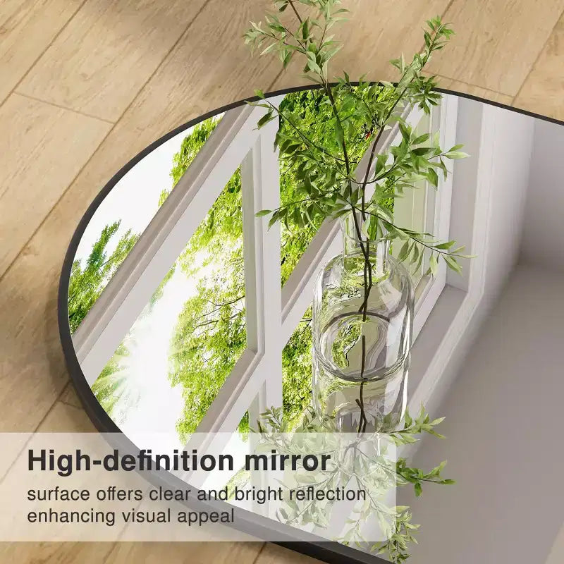 71x31 Large Arched TOP Full Length Floor Mirror Framed Bathroom Mirror for Living Room Black
