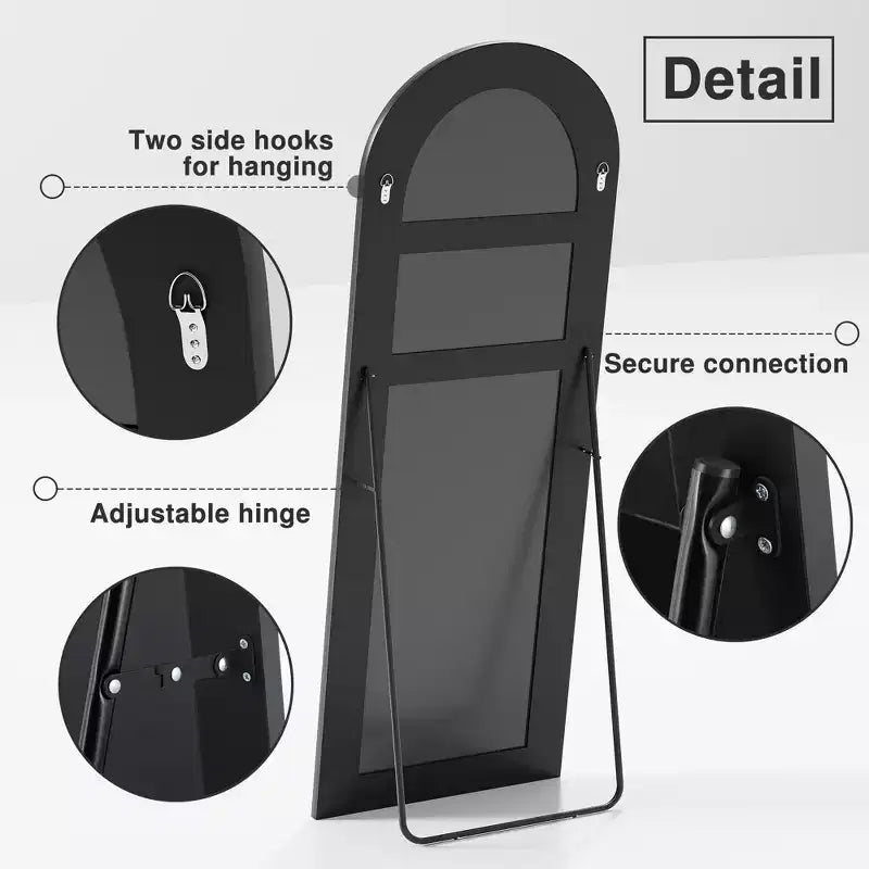 71x31 Large Arched TOP Full Length Floor Mirror Framed Bathroom Mirror for Living Room Black