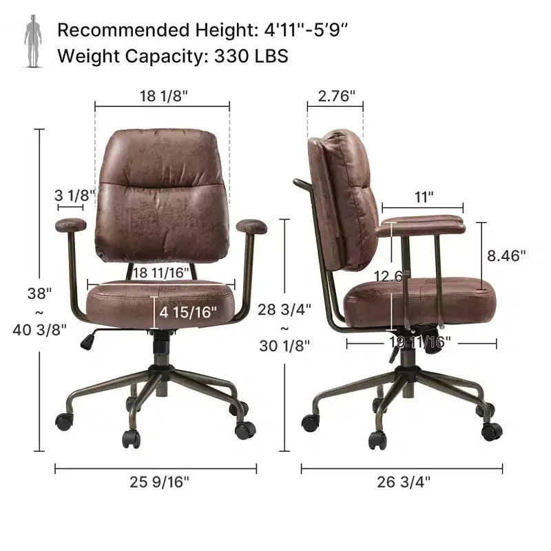 Chaise de bureau à domicile en imitation daim