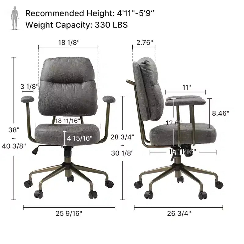 Chaise de bureau à domicile en imitation daim
