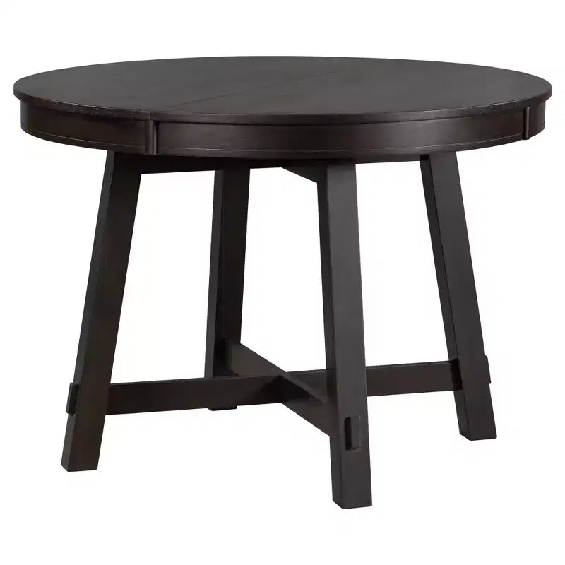 Table de salle à manger de style champêtre à 4 pieds avec base en X et rallonge de 16 pouces