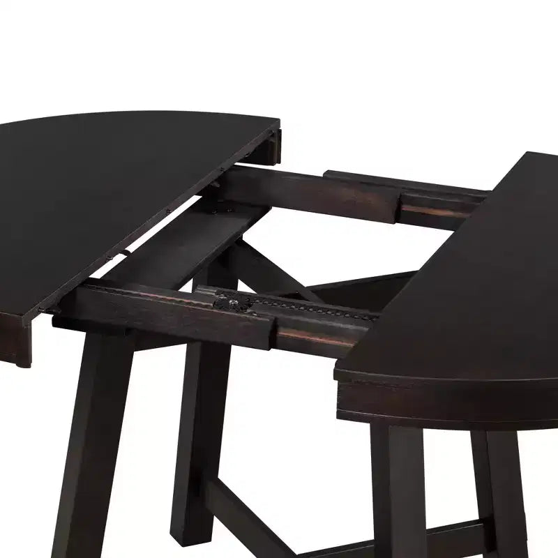 Table de salle à manger de style champêtre à 4 pieds avec base en X et rallonge de 16 pouces