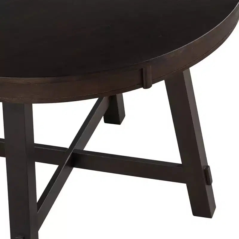 Table de salle à manger de style champêtre à 4 pieds avec base en X et rallonge de 16 pouces