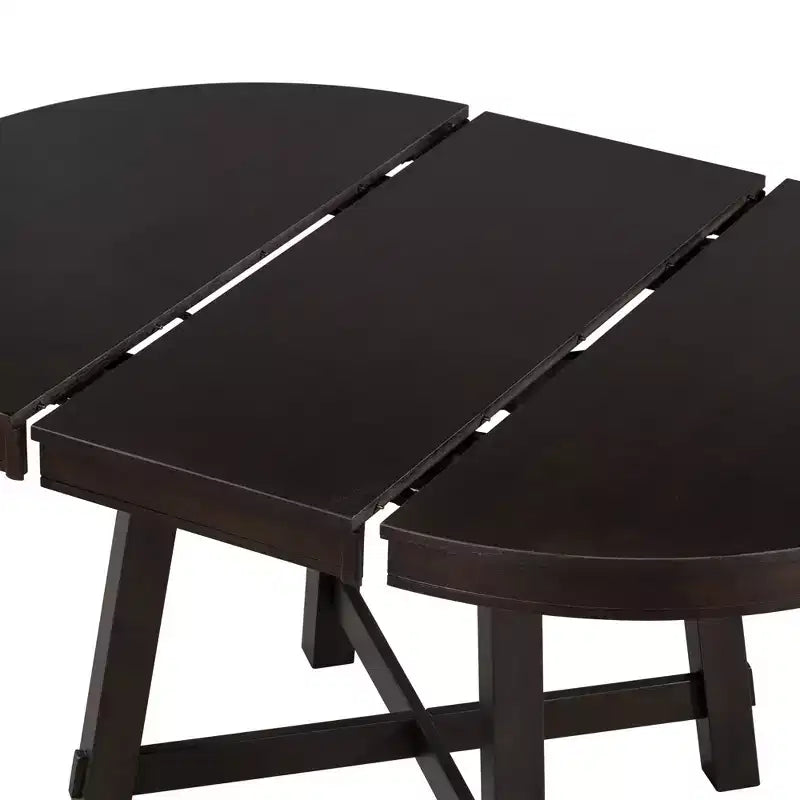 Table de salle à manger de style champêtre à 4 pieds avec base en X et rallonge de 16 pouces