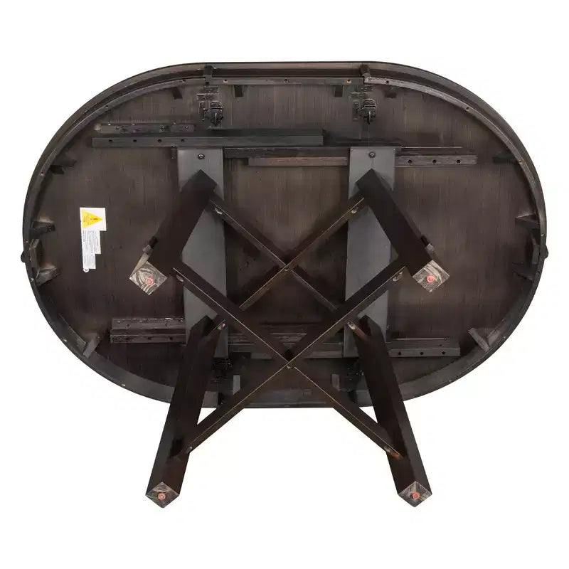 Table de salle à manger de style champêtre à 4 pieds avec base en X et rallonge de 16 pouces