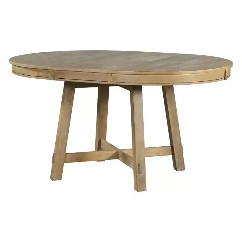 Table de salle à manger de style champêtre à 4 pieds avec base en X et rallonge de 16 pouces