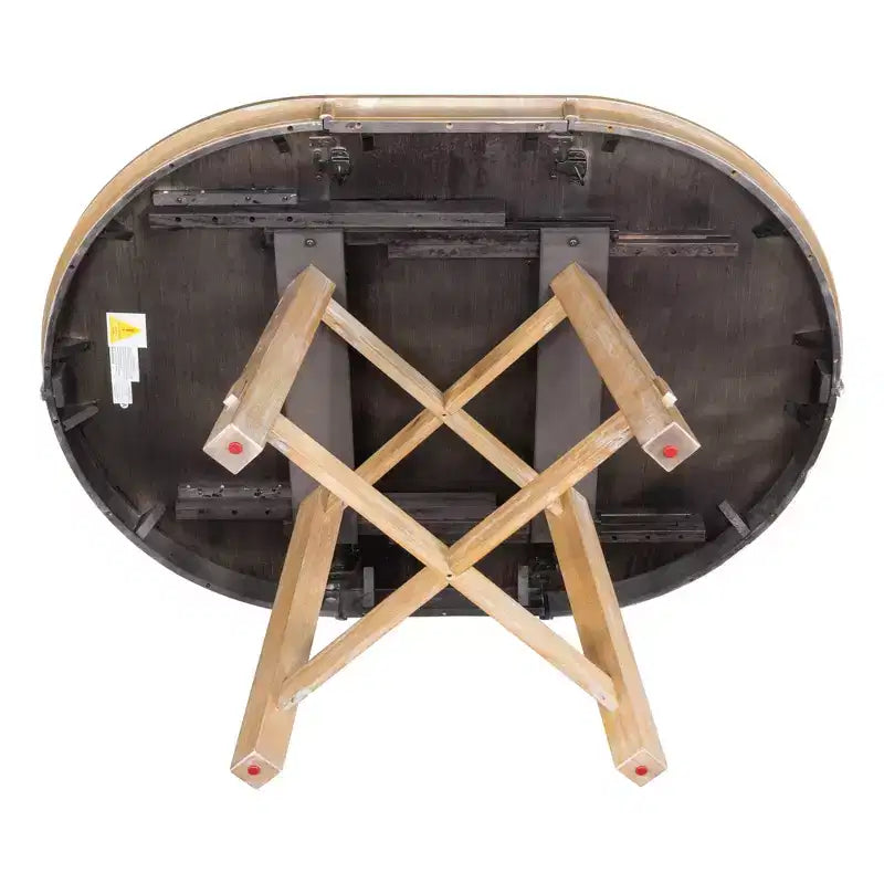 Table de salle à manger de style champêtre à 4 pieds avec base en X et rallonge de 16 pouces