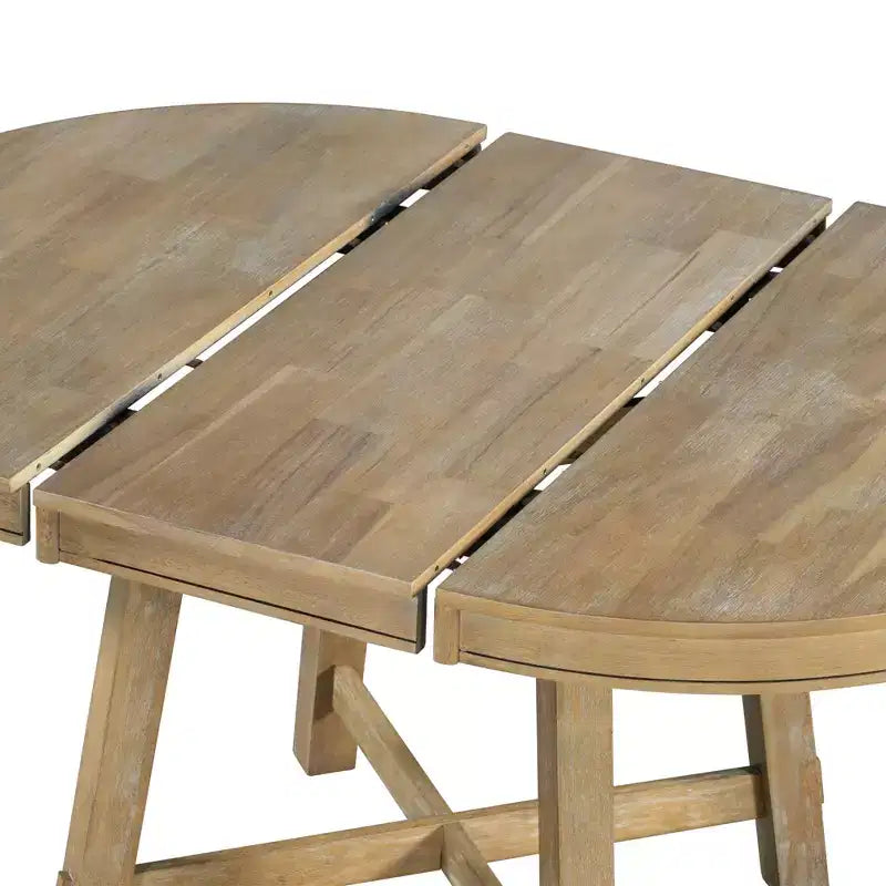 Table de salle à manger de style champêtre à 4 pieds avec base en X et rallonge de 16 pouces