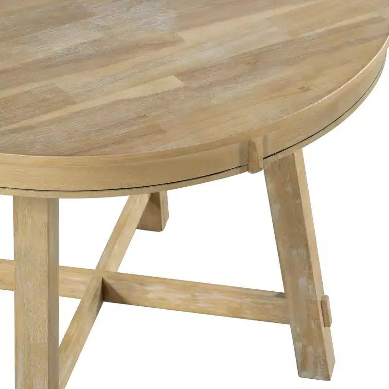 Table de salle à manger de style champêtre à 4 pieds avec base en X et rallonge de 16 pouces