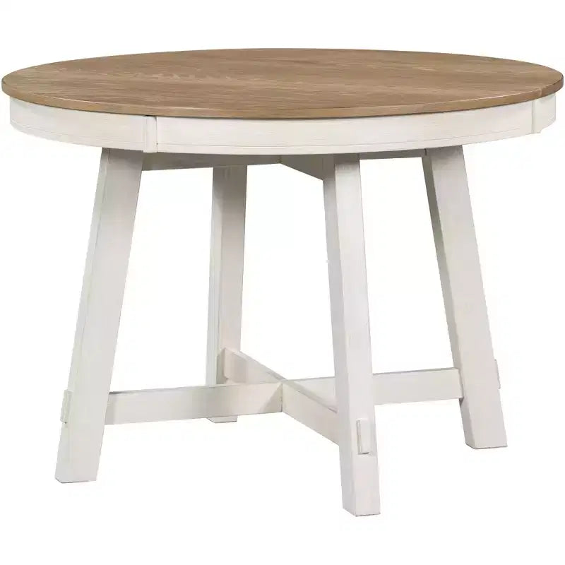 Table de salle à manger de style champêtre à 4 pieds avec base en X et rallonge de 16 pouces