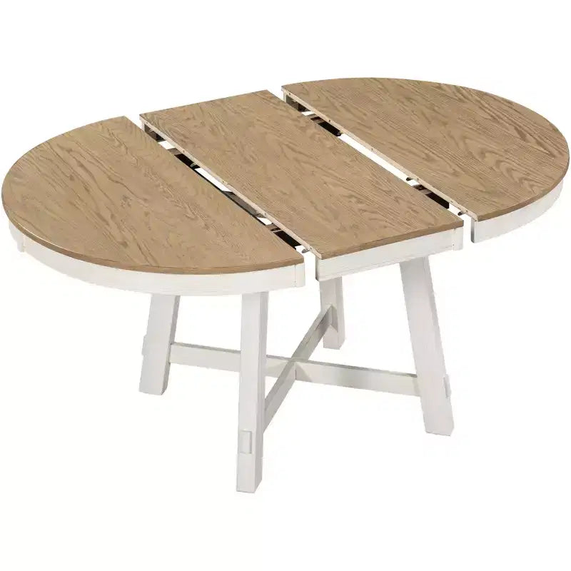 Farmhouse 4 Legs X-shaped Base Dining Table with 16 in. Leaf