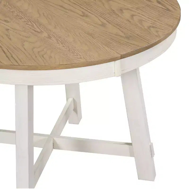 Table de salle à manger de style champêtre à 4 pieds avec base en X et rallonge de 16 pouces