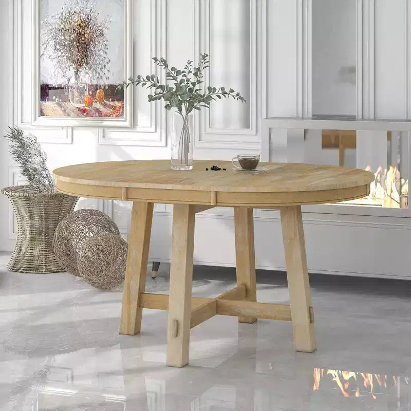 Farmhouse 4 Legs X-shaped Base Dining Table with 16 in. Leaf