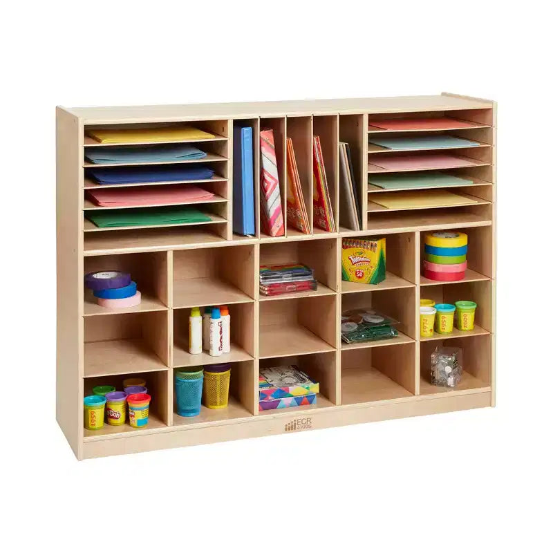 Multi-Section Mobile Tray Cabinet with Cubby Storage Compartments, Kids Furniture