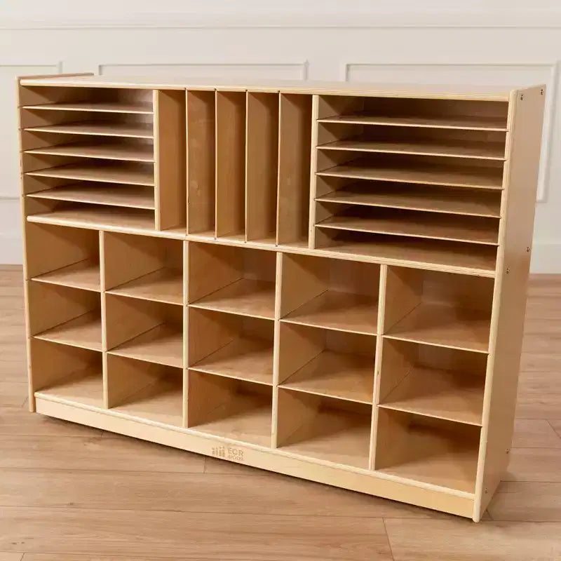 Multi-Section Mobile Tray Cabinet with Cubby Storage Compartments, Kids Furniture