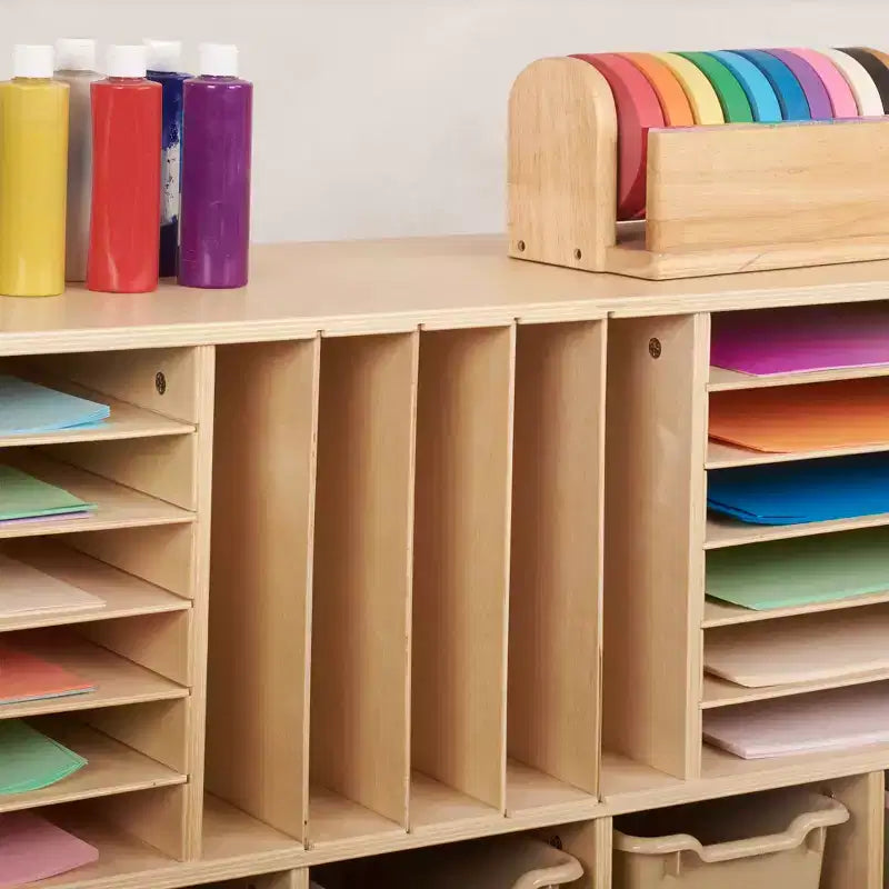 Multi-Section Mobile Tray Cabinet with Cubby Storage Compartments, Kids Furniture