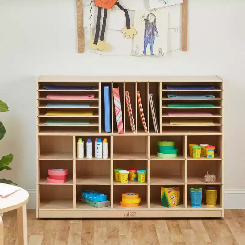 Armario móvil con bandejas y varios compartimentos de almacenamiento, mueble infantil