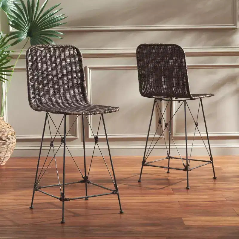 Tabouret de comptoir tressé (lot de 2)