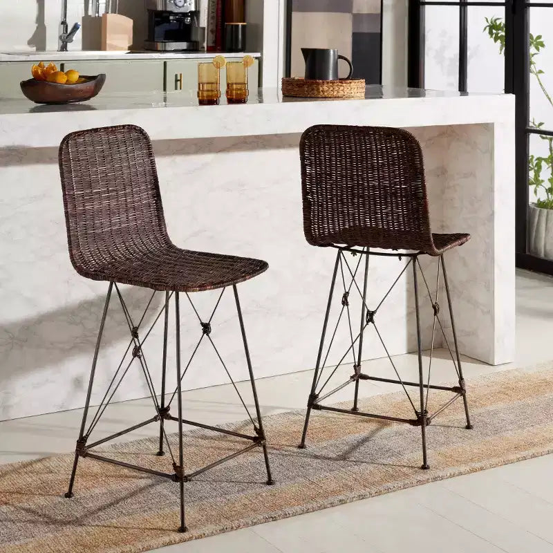 Tabouret de comptoir tressé (lot de 2)
