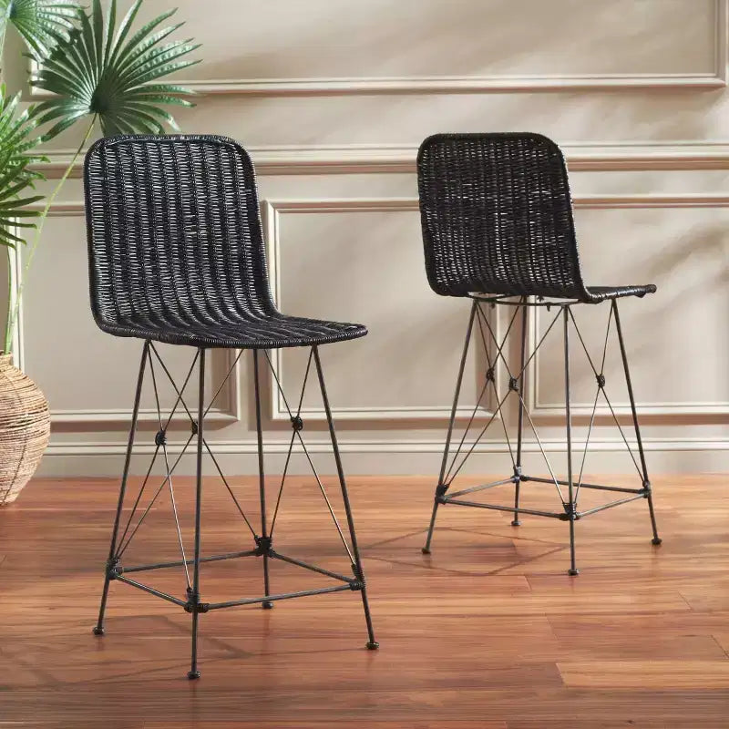 Tabouret de comptoir tressé (lot de 2)
