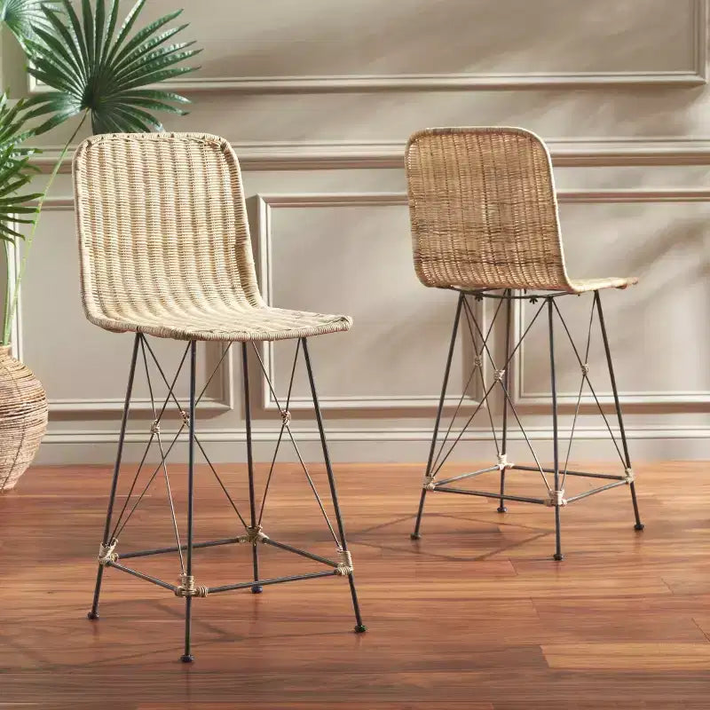 Tabouret de comptoir tressé (lot de 2)