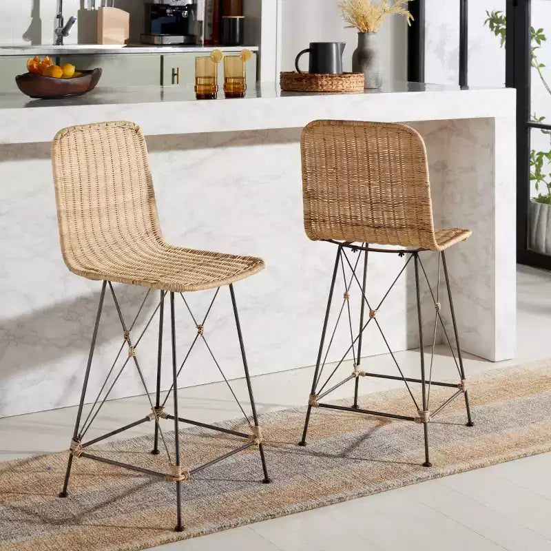 Tabouret de comptoir tressé (lot de 2)