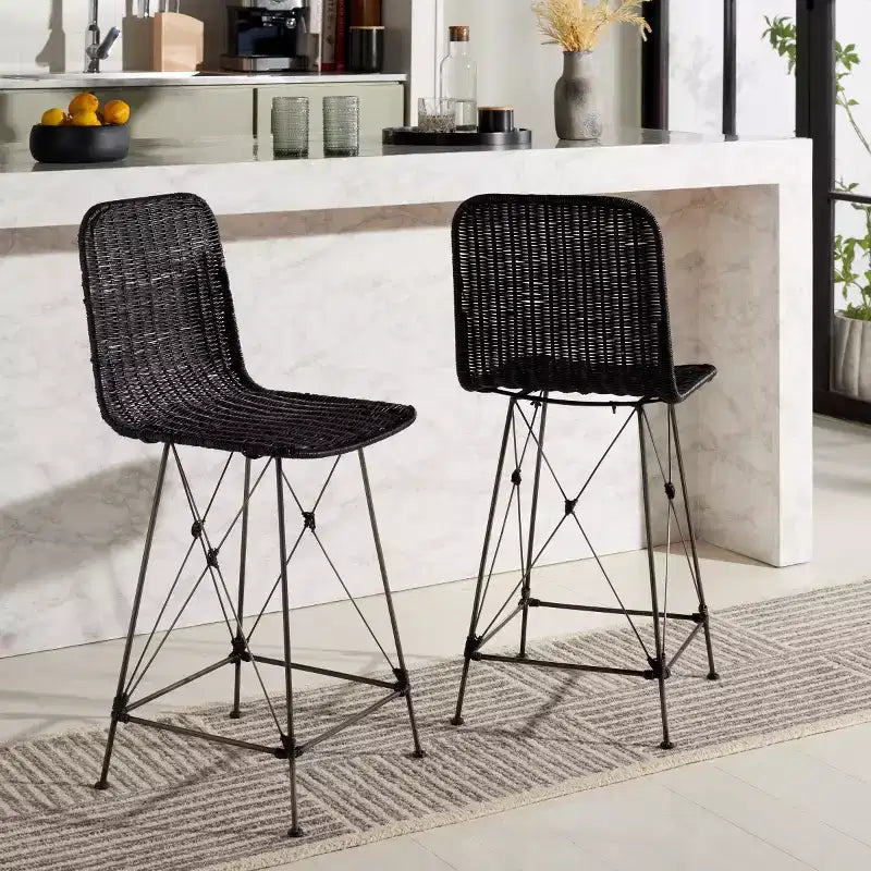 Tabouret de comptoir tressé (lot de 2)