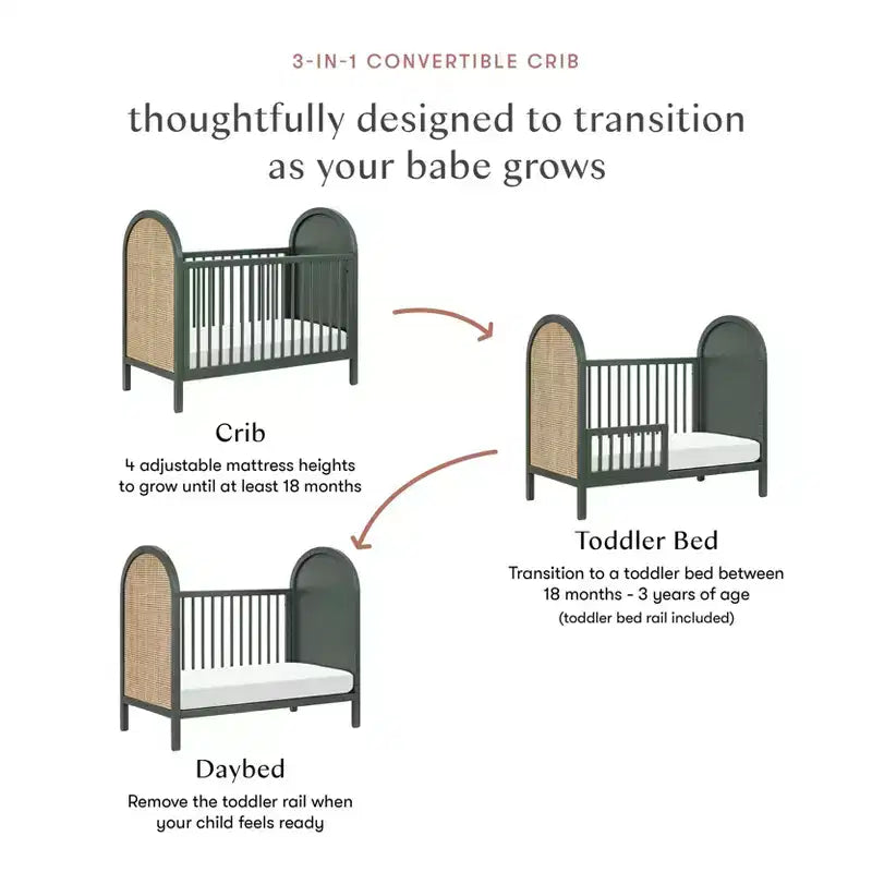 Cuna convertible 3 en 1 con kit de conversión a cama infantil