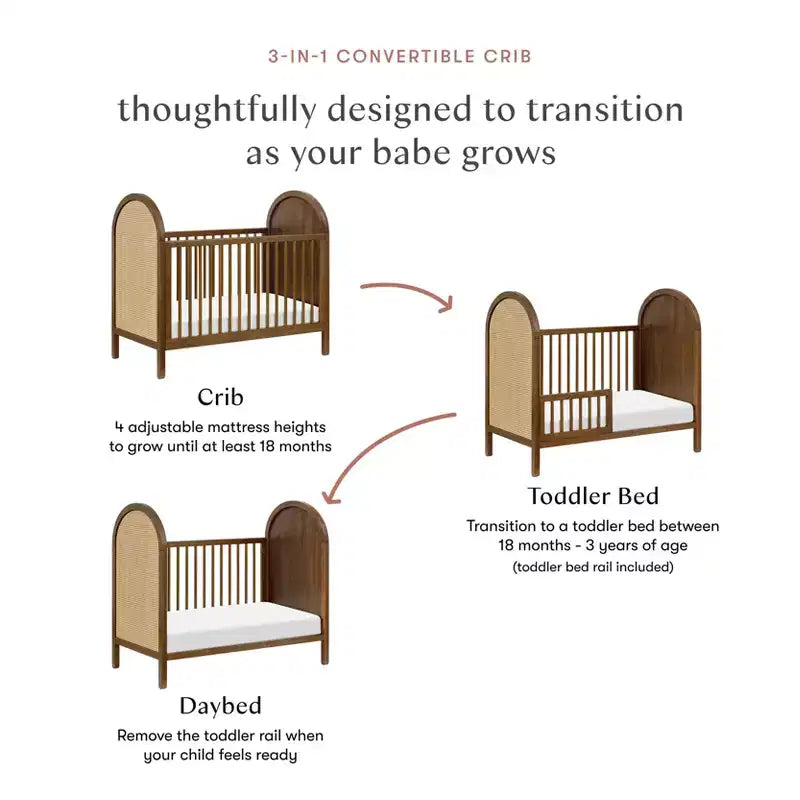 Cuna convertible 3 en 1 con kit de conversión a cama infantil