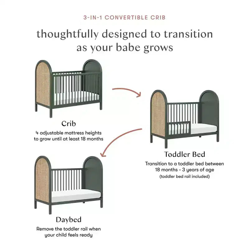 Cuna convertible 3 en 1 con kit de conversión a cama infantil