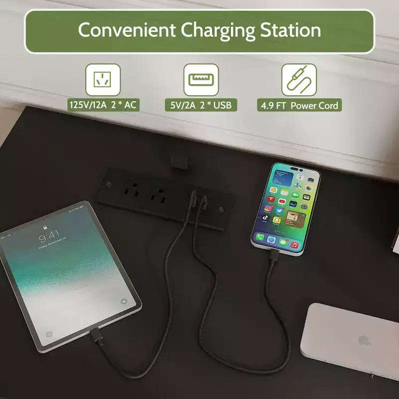 Commode moderne à 6 tiroirs pour chambre avec éclairage LED et prise électrique, meuble de rangement double largeur avec tiroirs, meuble TV pour salon