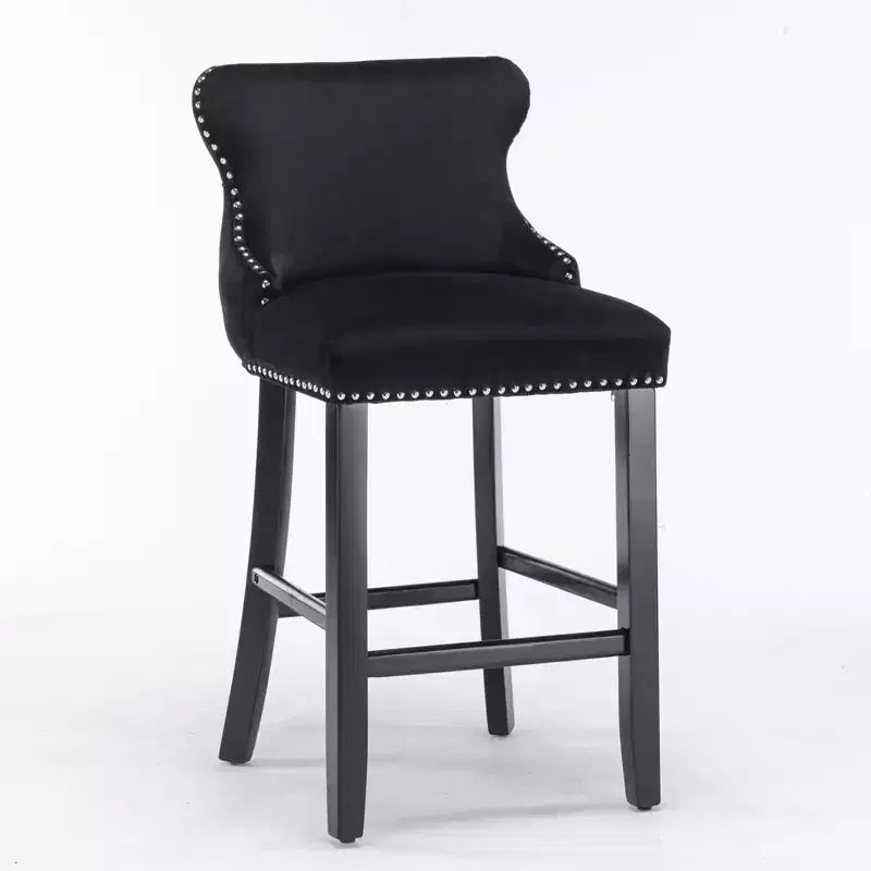 Modern Velvet Bar Stools Counter Height Set of 2, Wing-Back Counter Stools, Upholstered Dining Chairs for Kitchen, Cafe