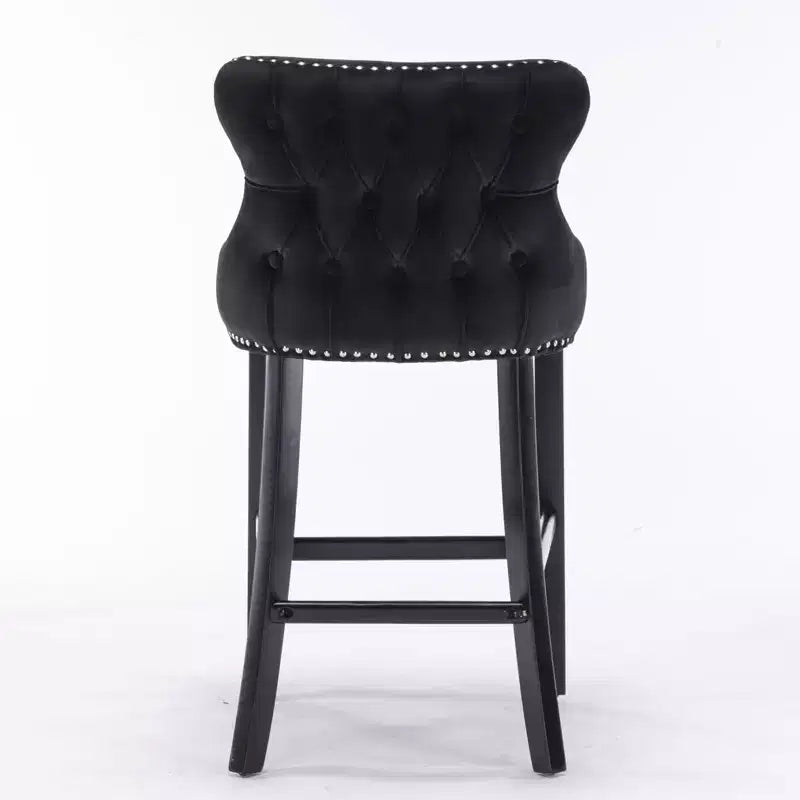 Modern Velvet Bar Stools Counter Height Set of 2, Wing-Back Counter Stools, Upholstered Dining Chairs for Kitchen, Cafe