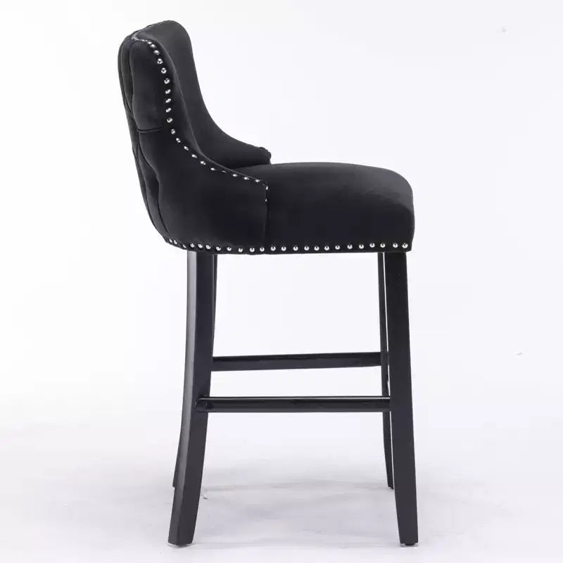 Modern Velvet Bar Stools Counter Height Set of 2, Wing-Back Counter Stools, Upholstered Dining Chairs for Kitchen, Cafe