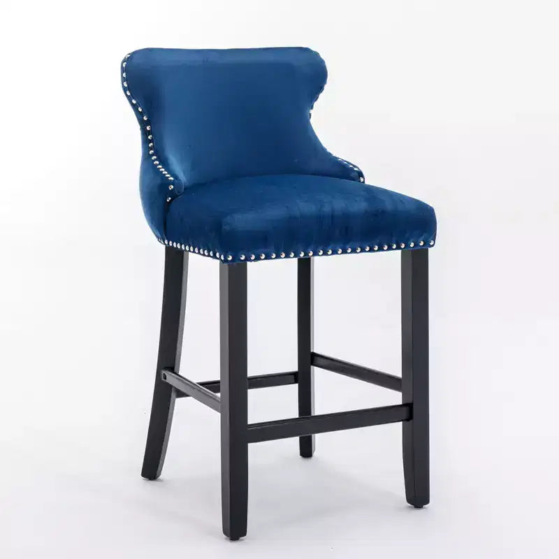 Modern Velvet Bar Stools Counter Height Set of 2, Wing-Back Counter Stools, Upholstered Dining Chairs for Kitchen, Cafe