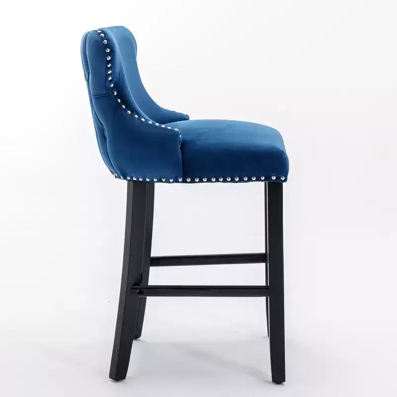 Modern Velvet Bar Stools Counter Height Set of 2, Wing-Back Counter Stools, Upholstered Dining Chairs for Kitchen, Cafe