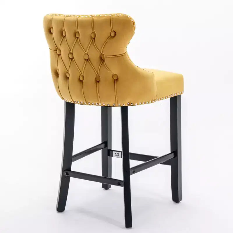 Modern Velvet Bar Stools Counter Height Set of 2, Wing-Back Counter Stools, Upholstered Dining Chairs for Kitchen, Cafe