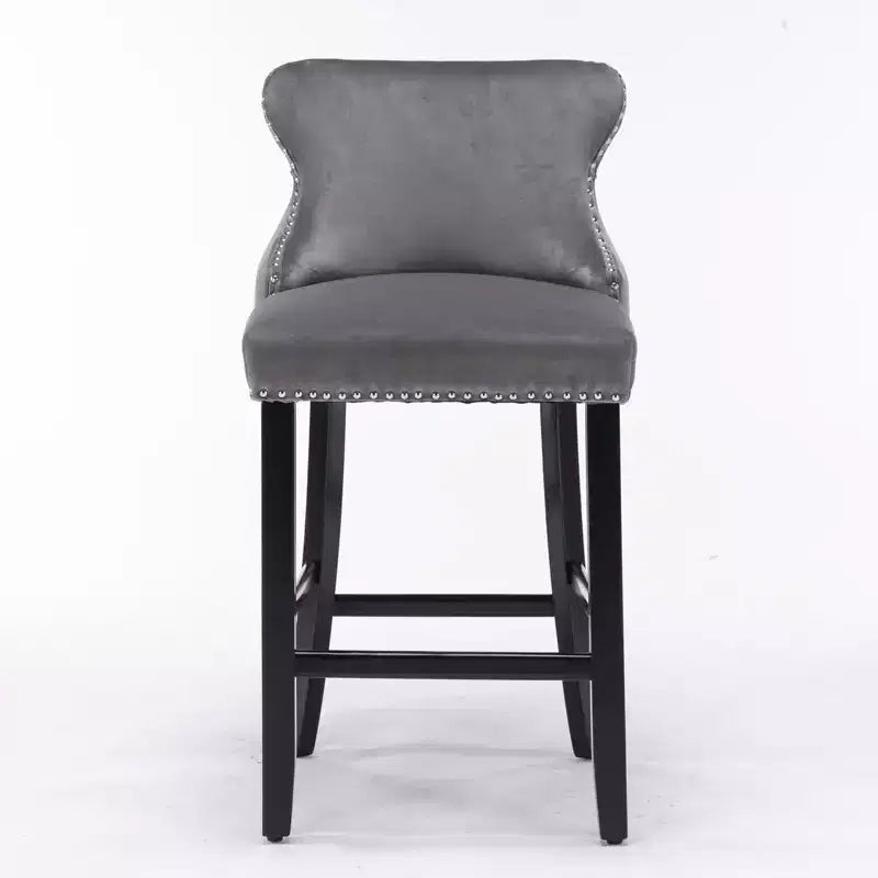 Modern Velvet Bar Stools Counter Height Set of 2, Wing-Back Counter Stools, Upholstered Dining Chairs for Kitchen, Cafe