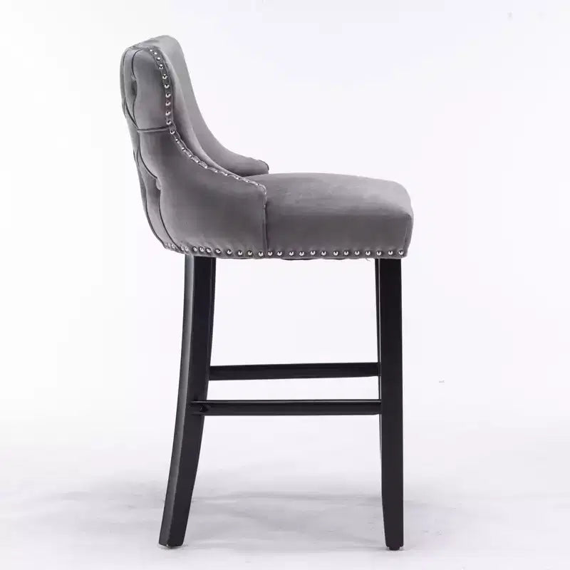 Modern Velvet Bar Stools Counter Height Set of 2, Wing-Back Counter Stools, Upholstered Dining Chairs for Kitchen, Cafe