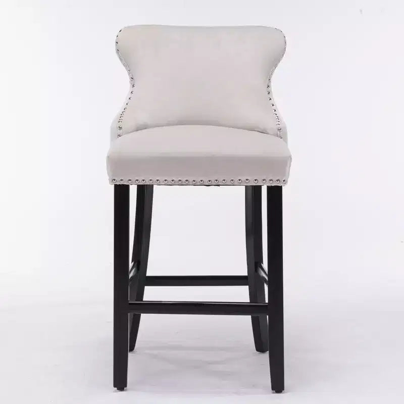 Modern Velvet Bar Stools Counter Height Set of 2, Wing-Back Counter Stools, Upholstered Dining Chairs for Kitchen, Cafe