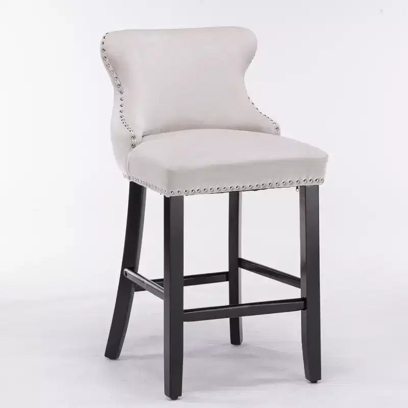 Modern Velvet Bar Stools Counter Height Set of 2, Wing-Back Counter Stools, Upholstered Dining Chairs for Kitchen, Cafe