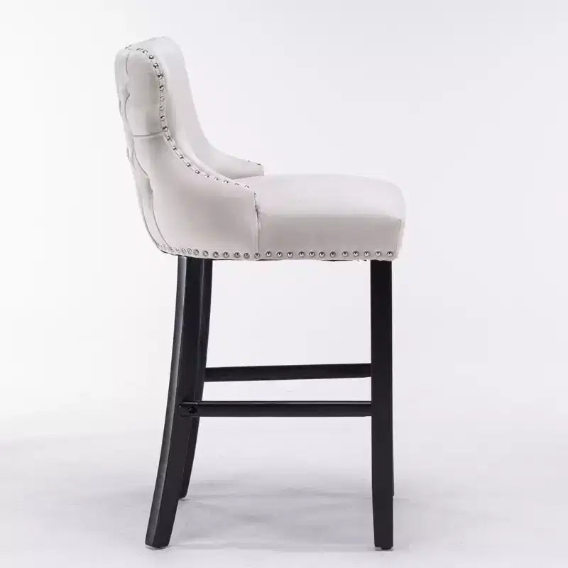 Modern Velvet Bar Stools Counter Height Set of 2, Wing-Back Counter Stools, Upholstered Dining Chairs for Kitchen, Cafe