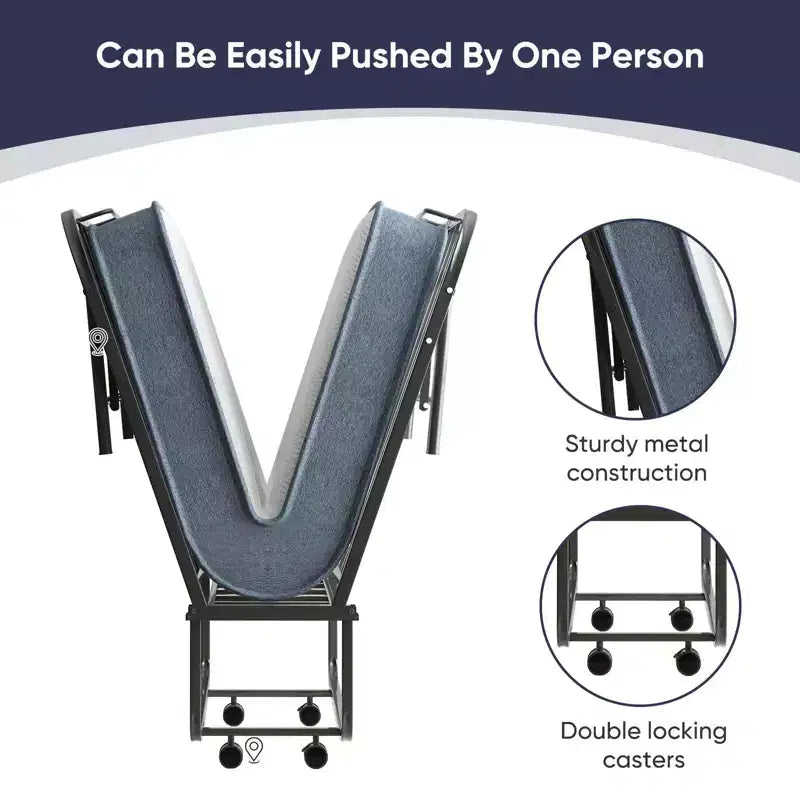 Folding Bed with 5''Mattress,Portable Guest Bed Camping Cot,Soft Padded Rollaway Sleeping Bed with Wheels,Twin Size