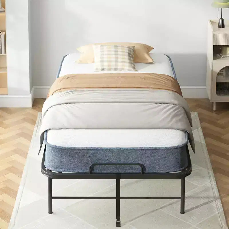 Cama plegable con colchón de 5'', cama portátil para invitados y camping, cama enrollable acolchada y suave con ruedas, tamaño individual