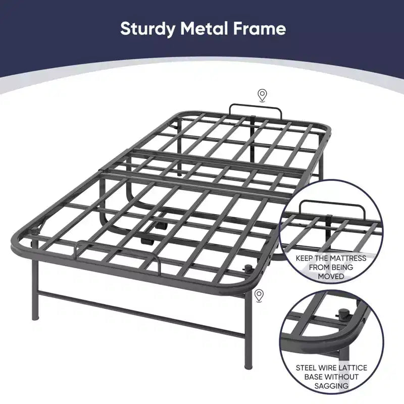 Folding Bed with 5''Mattress,Portable Guest Bed Camping Cot,Soft Padded Rollaway Sleeping Bed with Wheels,Twin Size