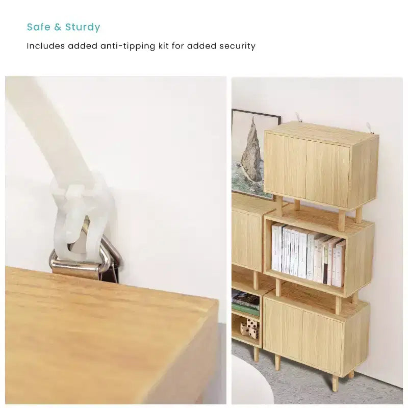 Table d’appoint de rangement empilable avec options de porte et d’étagère personnalisables