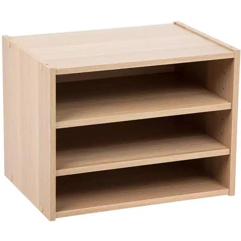 Modular Wood Stacking Storage Box with Shelf
