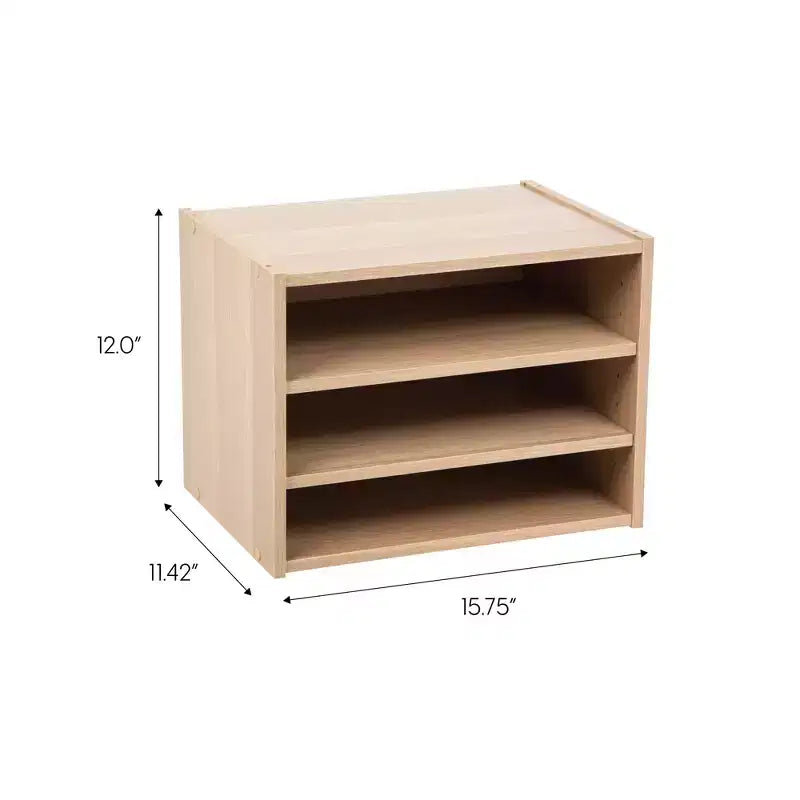 Modular Wood Stacking Storage Box with Shelf