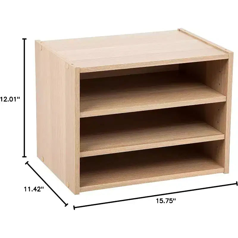 Modular Wood Stacking Storage Box with Shelf