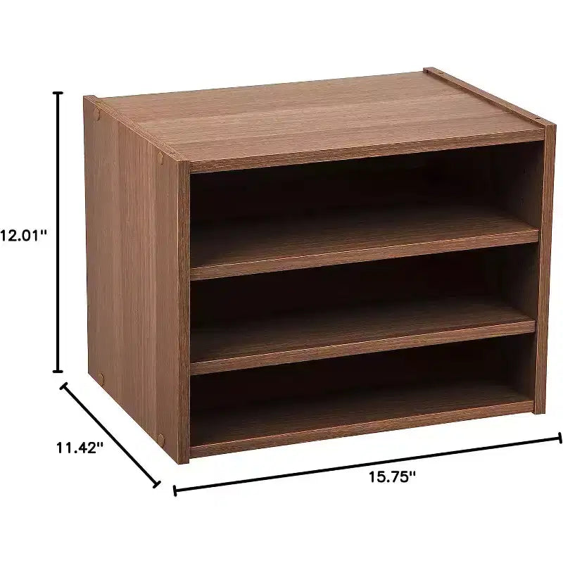 Modular Wood Stacking Storage Box with Shelf